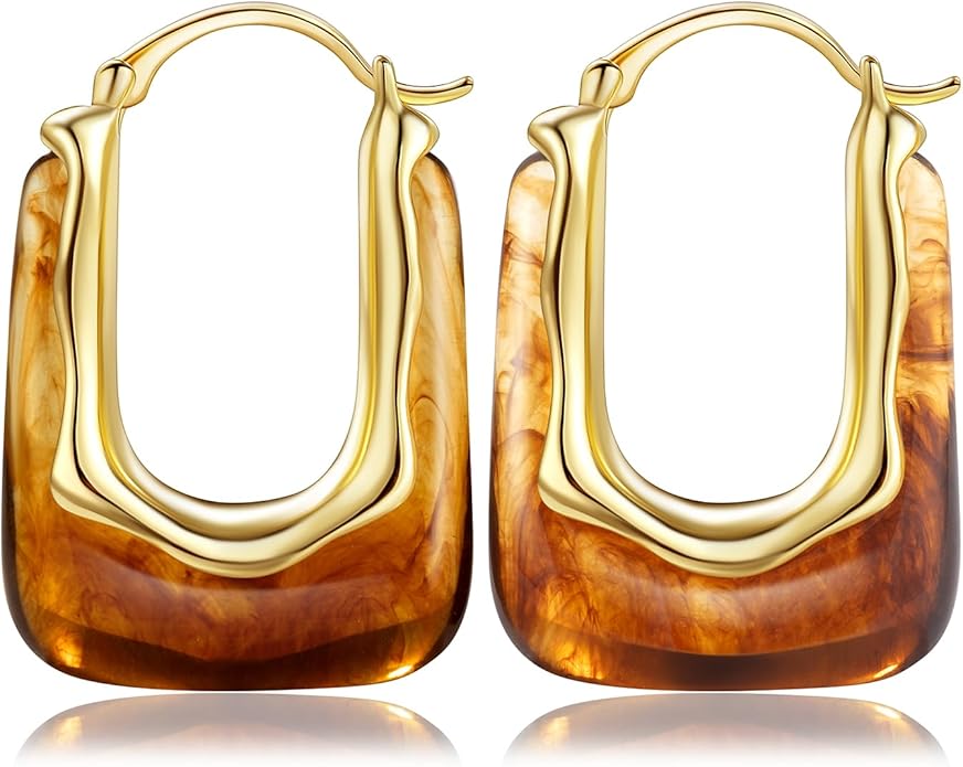 Acrylic Hoop Earrings Chunky Huggie Statement Vintage Earrings Cute Resin Drop Earring Trendy Jewelry Gifts for Women