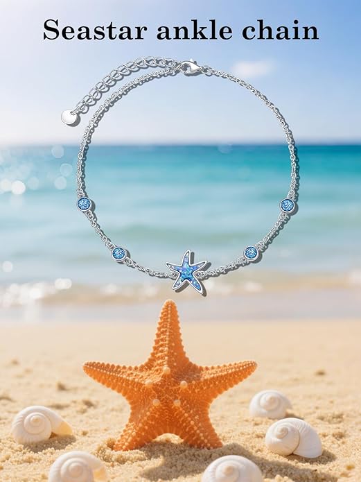 WINNICACA 925 Sterling Silver Anklets for Women Adjustable Beaded Butterfly Opal Anklet Bracelet Foot Chains Jewelry Gifts for Women Beach Birthday Christmas Gift