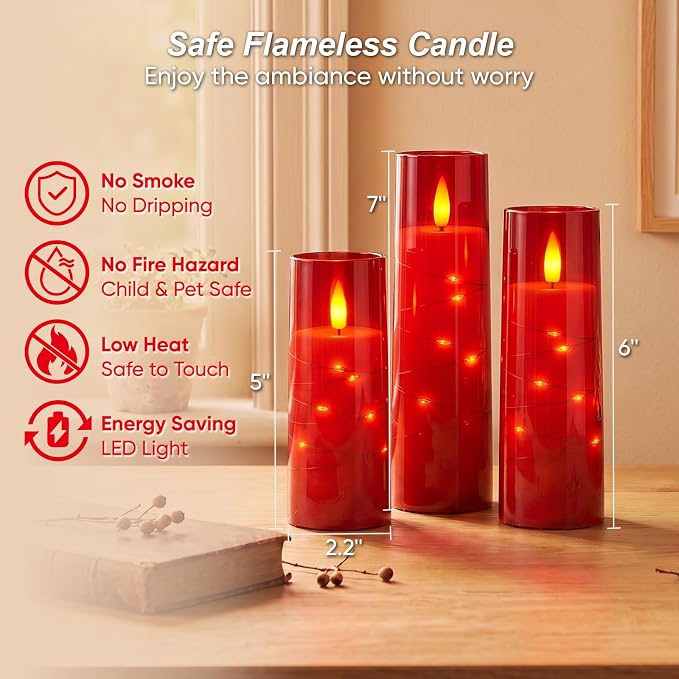 Raycare 7 Pack Flameless Battery Operated Pillar Candles - Image 8