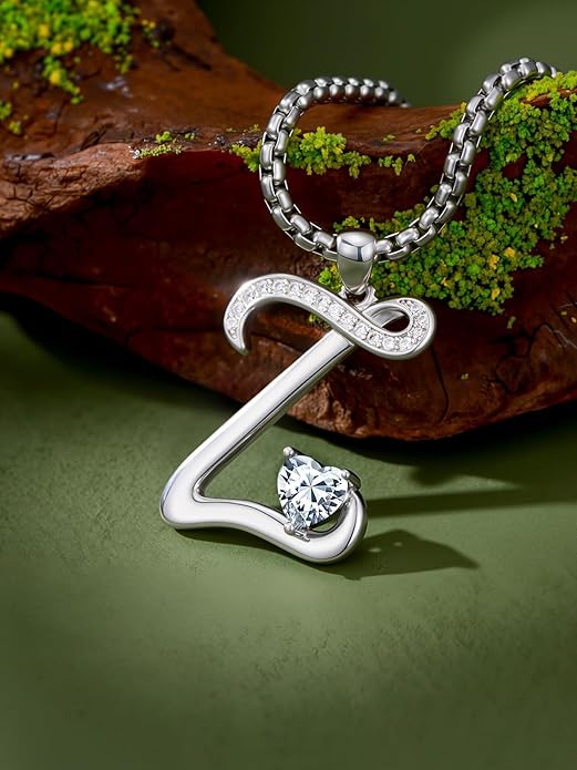 Valentines Day Gifts for Women Alphabet A to Z Initial Birthstone Pendant Necklaces for Women - 18k White Gold Plated Personalized Name Jewelry Valentine Mothers Day Birthday Gifts for Women Her Girlfriend