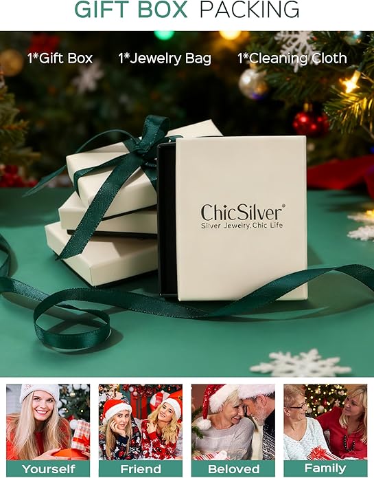 ChicSilver Personalized 925 Sterling Silver Dainty Small Heart/Star/Moon/Dot/Triangle Pendant Necklace for Women, Silver/Gold/Rose Gold/Black (with Gift Box)
