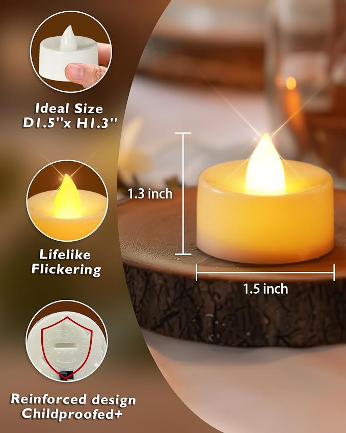 Homemory 50-Pack Flameless Tea Lights Candles Battery Operated, 200+ Hours | - Image 4