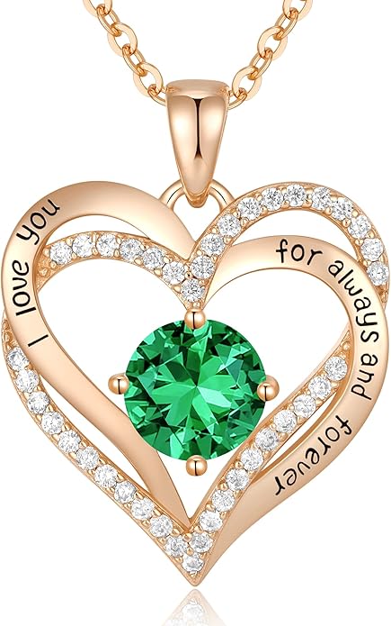 CDE Valentine's Day Gift Forever Love Heart Necklaces for Women, Wedding Anniversary, Birthday Mothers Christmas Day Gifts for Mom, Mother, Wife, S925 Silver Jewelry with Birthstone Pendant