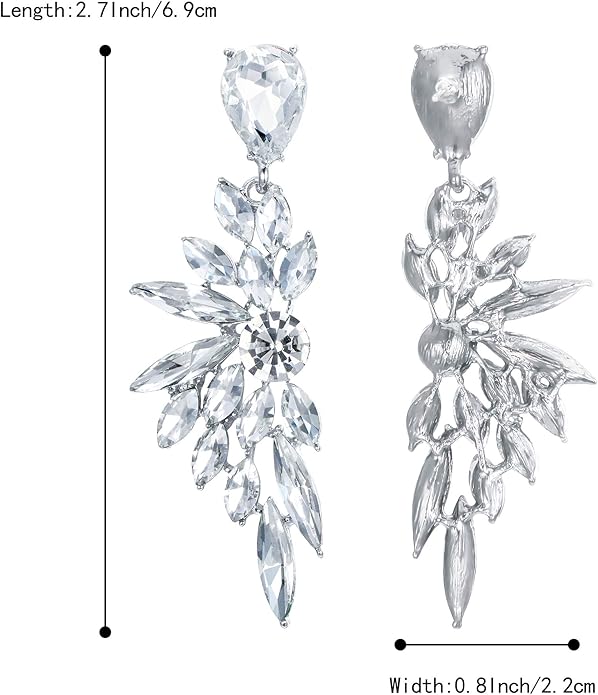 BriLove Women's Wedding Bridal Crystal Teardrop Multi Marquise Cluster Bling Dangle Earrings