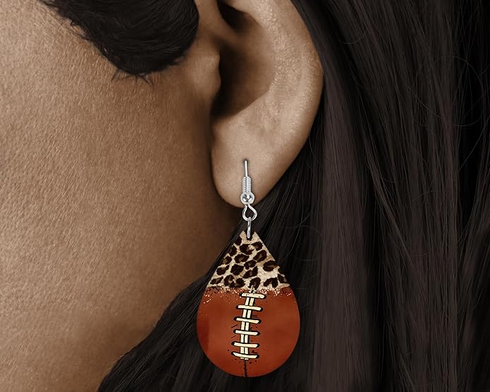 Teardrop Wood Earrings Light Weight Printed Image Dangle Jewelry, Fun and Funky