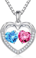 Iefil Valentines Day Gifts for Her - 925 Sterling Silver Heart Birthstone Necklace, Anniversary Birthday Gifts for Women Wife Girlfriend Mom Her