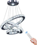 Dixun Dimmable LED Chandeliers Modern Ceiling Light Fixture 3 Rings Adjustable Stainless Steel Pendant Light Chandelier for Bedrooms Living Room