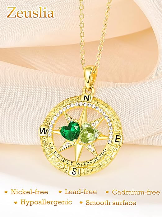 Valentine's Day Gifts for Wife 925 Sterling Silver Double Birthstone Pendant Necklaces I Love You for Always and Forever Necklace Anniversary Birthday Gifts for Wife Girlfriend Mom Her
