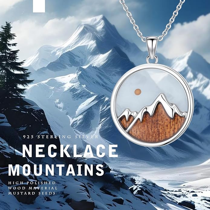 Natural Necklace for Women 925 Sterling Silver Mountain/Wave Pendant Necklace Nature Jewelry Gift for Women