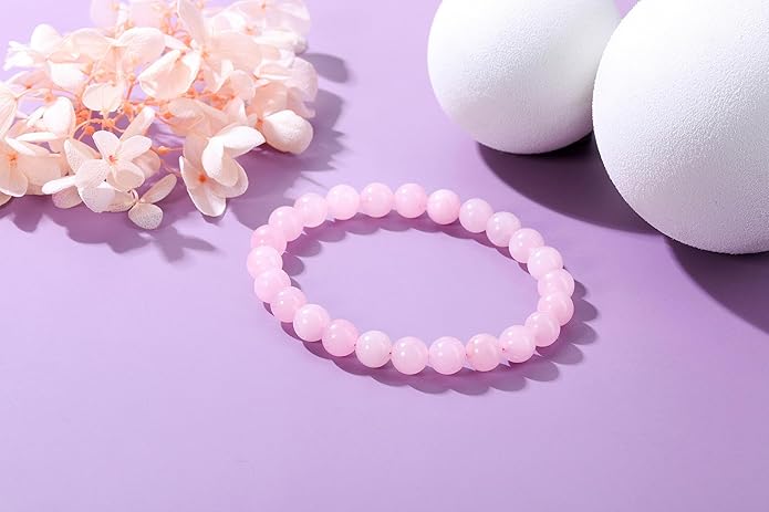 Jovivi Crystal Bracelets for Women Men - 8mm Handmade Natural Semi Precious Gemstone Beaded Bracelets, Round Stone Beads Stretch Bracelet, Healing Yoga Bracelets Jewelry Gifts