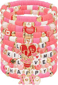 Beaded Bracelet for Women Pink Love Heart Stretch Bracelets Accessories