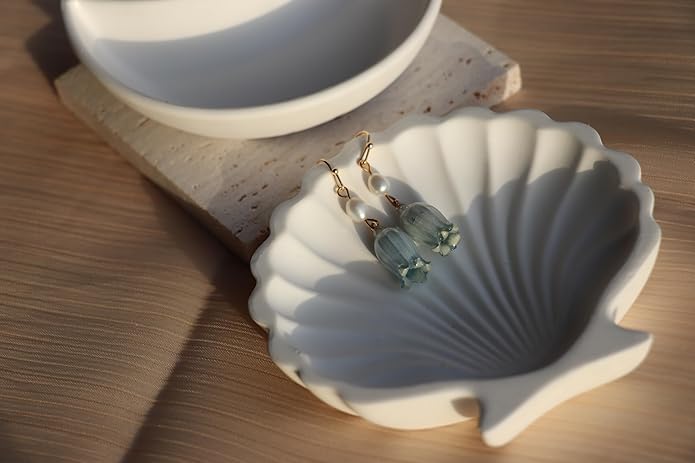 All natural delicate Campanula flowers paired with pearl drop earrings are handmade and unique，Vintage-Style Pearl Drop Earrings, Blue Glass Bell Flower Design, Gold-Tone Hooks，Real Preserved Bellflower & Freshwater Drop Earrings | Handmade Hypoallerge...