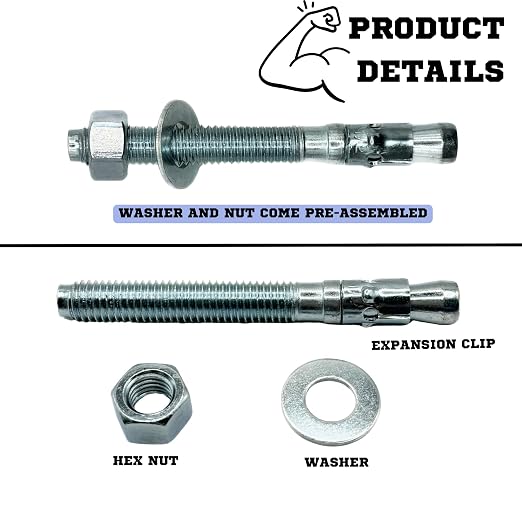 MIGHTY FASTENERS Zinc-Plated Steel Wedge Anchors, 1/2" X 4-1/2" - Image 7