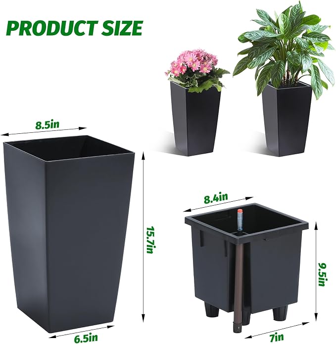 Garvee 16" Tall Planters Set of 4, Outdoor＆Indoor Planter Pots - Image 4