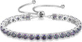 FANCIME Birthstone Bracelet Jewelry for Women Sterling Silver Tennis Bracelet Classic Bolo Adjustable Chain Fine Jewelry Anniversary Birthday Gifts for Women Mom Wife Her
