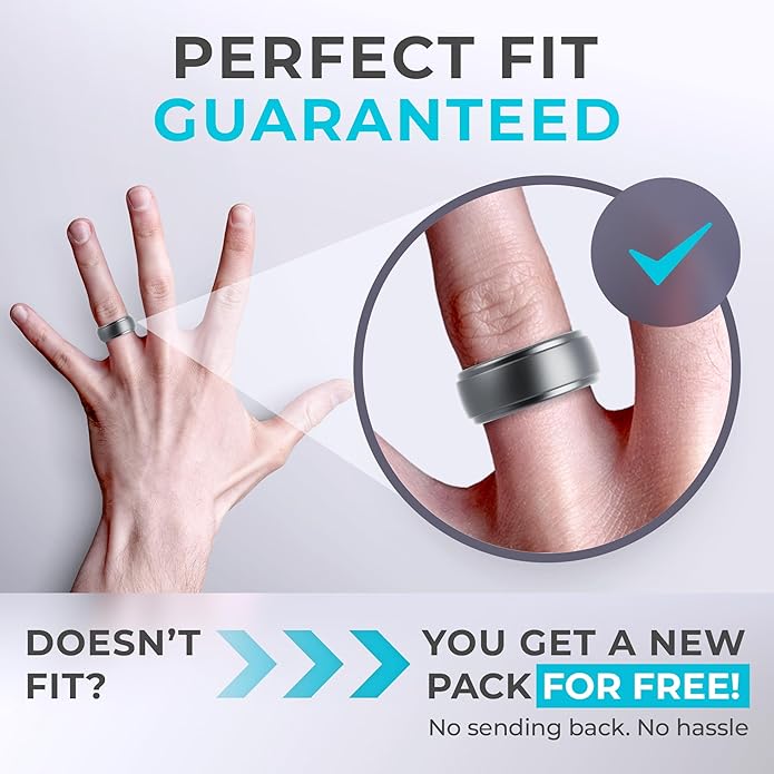 ThunderFit Silicone Rings for Men - 7 Rings / 4 Rings / 1 Ring Step Edge Rubber Wedding Bands 10mm Wide - 2.5mm Thick