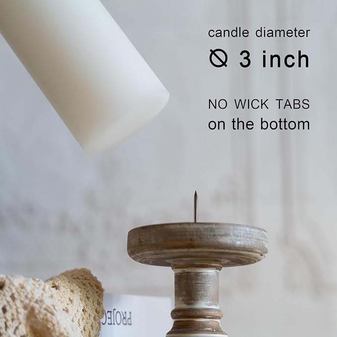 MOZEAL 3" x 4" Hand-Poured Unscented Candle, Dripless Pillar Candle Set of 3 - Image 4