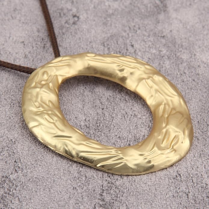 Women's Leather Long Necklace Bohemian Style Circle Retro Pendant Necklace Women's Jewelry