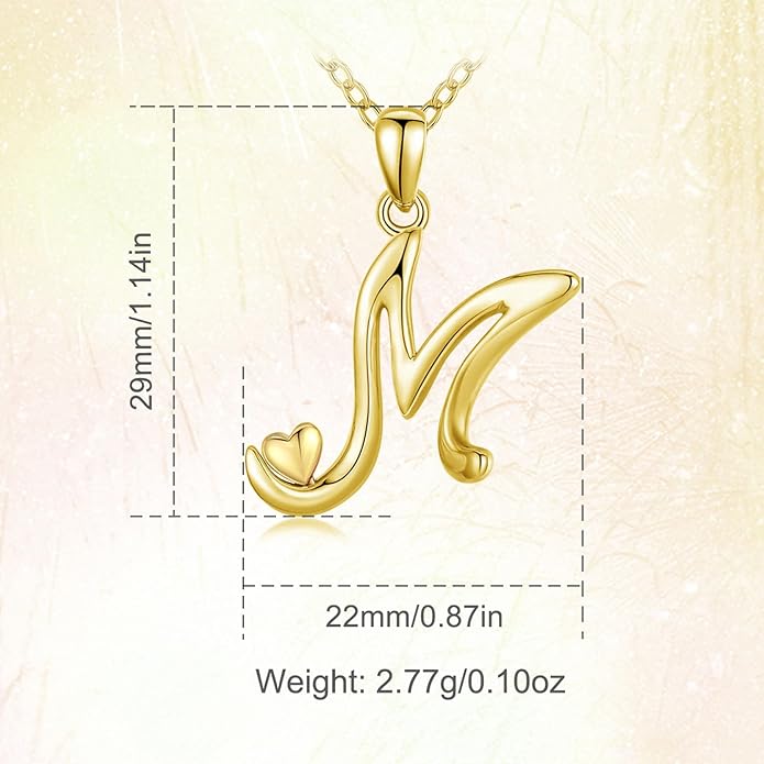 CELESTIA 925 Sterling Silver Initial Necklaces 26 Letter with Rose Gold Heart - 18 Inch Chain