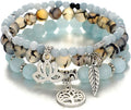 UEUC Tree of Life Yoga Healing Stone Bracelets,Multilayer Lotus Chakra Stone Reiki Bracelet Sets,Anxiety Crystal Natural Stone,for Women Stress Relief