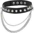 HZMAN Fashion Women Men Cool Punk Goth Metal Spike Studded Link Leather Collar Choker Necklace