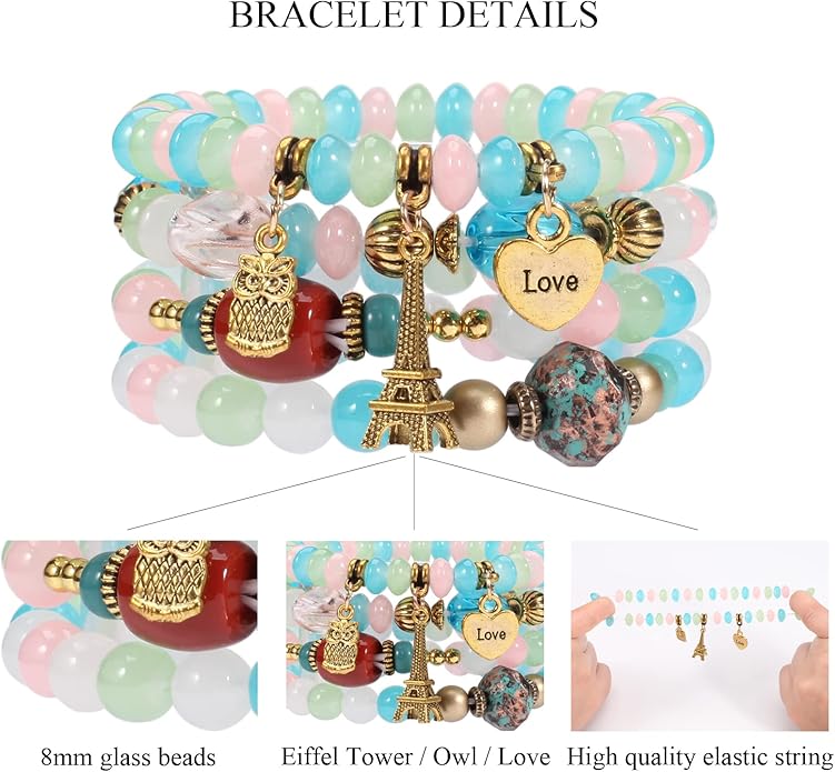 Bracelets Bohe Multilayer Chain Tassel Stackable Charm Stretch Statement Bracelet Set