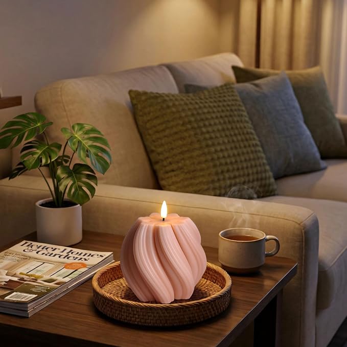 Dusty Pink Swirl Flameless Candles - Image 9