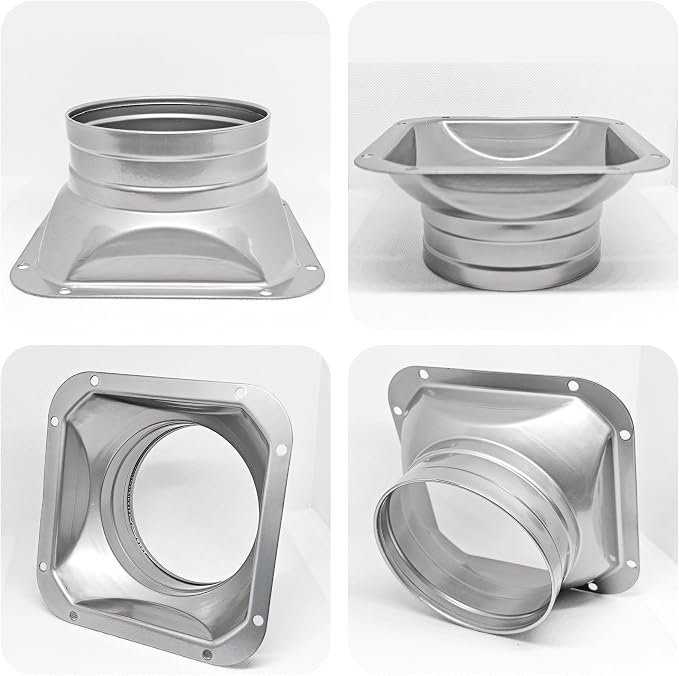 4 Inch Duct Connector Flange, Metal Straight Pipe Flange Square to Round - Image 3