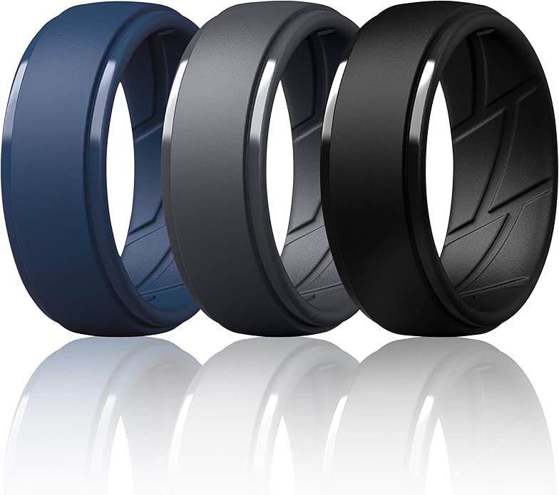 ThunderFit Men's Silicone Rings 10mm Wide 2.5mm Thick Rubber Bands, Breathable, Variety Multipack 1-10