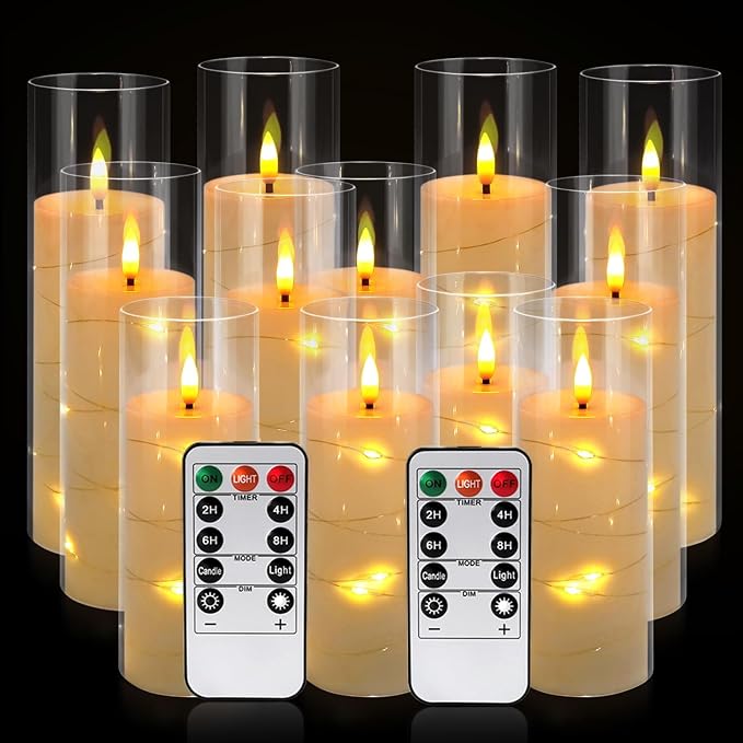 12 Pcs Ivory Colored Flickering Flameless Candles, Battery Powered | Equipped - Image 2