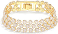 14K Gold Plated Women’s Tennis Bracelet – Sleek CZ Line Bracelet, Fits 6.0"–7.2" Wrist – Sparkly Everyday Jewelry Gift, Contemporary Tennis Bracelets for Women