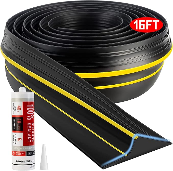 Jin&Bao Universal Garage Door Threshold Seal 16FT Rubber Strip & 1 Adhesive | by Jin%26Bao