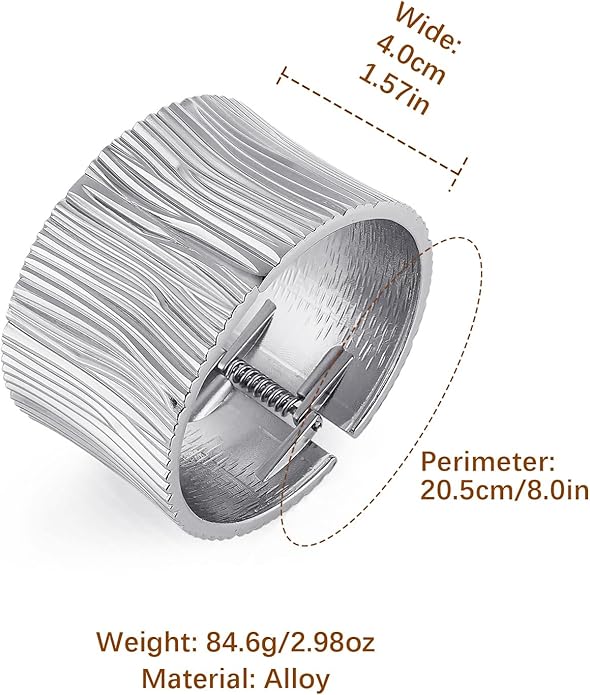 HZMAN 18K Gold Plated Wide Cuff Bracelet for Women - Premium Alloy Shiny Polished Double Layer Statement Bangle, Trendy Daily Wear Party Jewelry Accessory