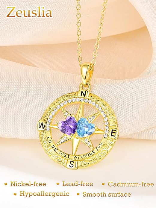 Valentine's Day Gifts for Wife 925 Sterling Silver Double Birthstone Pendant Necklaces I Love You for Always and Forever Necklace Anniversary Birthday Gifts for Wife Girlfriend Mom Her