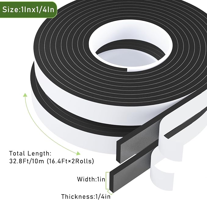 Weather Stripping Door Seal Black, 1Inch Wide X 1/4 Inch Thick, Air Conditioner - Image 2