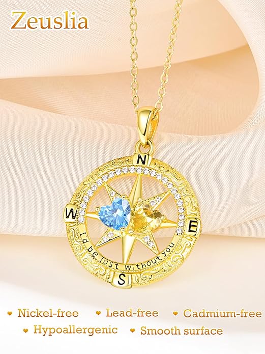 Valentine's Day Gifts for Wife 925 Sterling Silver Double Birthstone Pendant Necklaces I Love You for Always and Forever Necklace Anniversary Birthday Gifts for Wife Girlfriend Mom Her