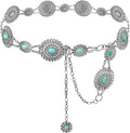 Women's Concho Chain Belt Western Cowgirl Metal Waist Chain Belt for Dress