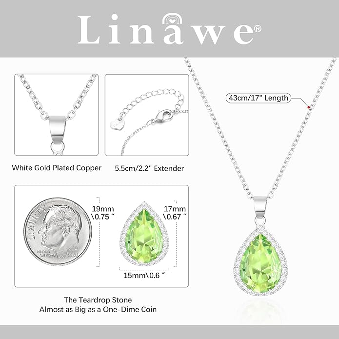 Linawe Crystal Chain Necklace for Women Trendy, Imitation Diamond Pendant, Statement Cubic Zirconia Boho Jewelry Set, 14K Gold/Rose Gold/Silver Birthstone Necklace