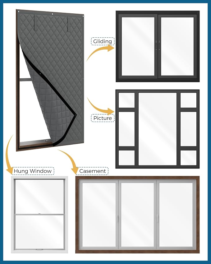 Augblinds Thermal Insulated Window Cover, Curtain Size 34 x 74 Inch, Quilted - Image 8