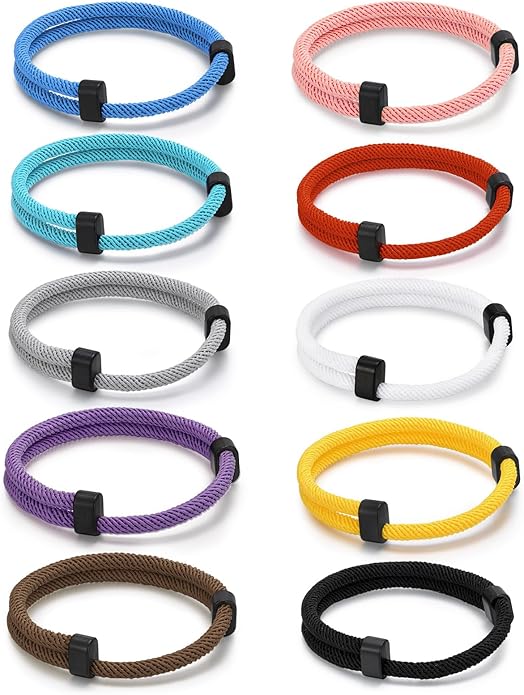 TempBeau Nautical Braided Rope Bracelets Set - 6 Pcs Adjustable Braided Cord Bracelet, Handmade Navy Marine String Bracelet with Metal Knot, Men Women Braided Bracelets Gifts