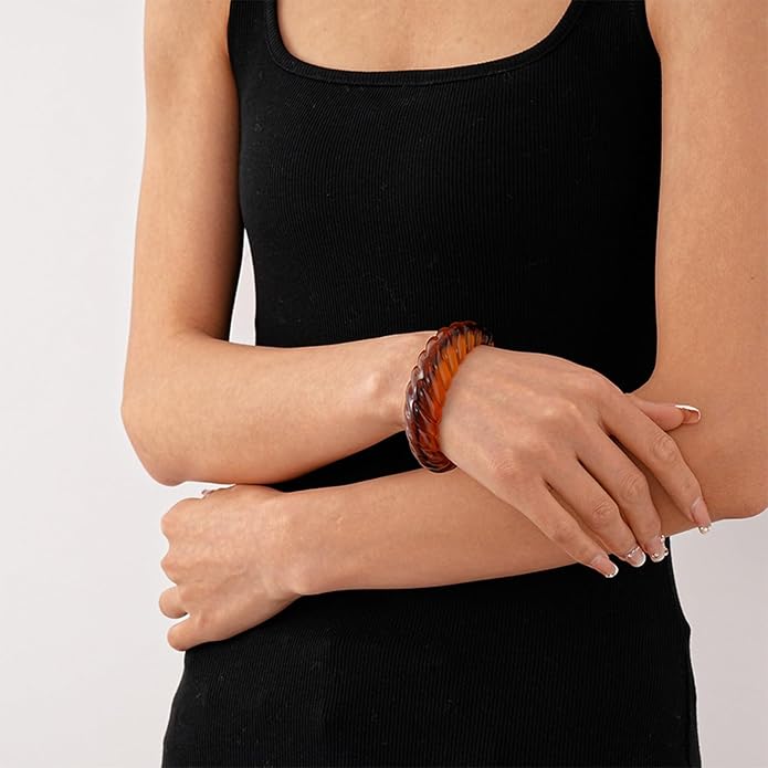Chunky Acrylic Bracelet for Women,Vintage Candy Color Adjustable Bracelet Statement Irregular Geometry Wrist Bangle Classic Fashion Jewelry