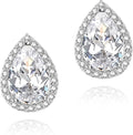 YOMELA Cubic Zirconia Earrings Studs, Halo CZ Birthstone Simulated Diamond Stud Earrings for Women