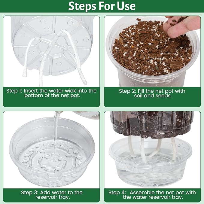Bluepro Self Watering Pots for Indoor Plants, 6.5 Inch, Reservoir Trays and - Image 3