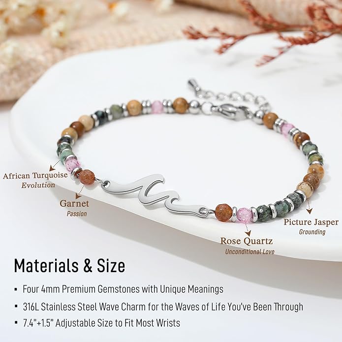 TONY & SANDY Friend Gifts for Women, Unique Valentine's Day Gifts for Her, Sister Gifts from Sister, Wave Bracelet, Christmas Birthday Gifts for Women, Bestie Friendship Bracelets