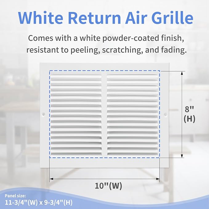 Howeall 10"W x 8"H Steel Return Air Grille, Air Return Vent Cover - Image 3