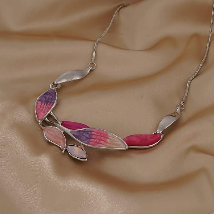 AMYJANE Vintage Statement Jewelry Set - Spring Leaf Flower Floral Plant Necklace Earring Set Crystal Rhinestone Fashion Costume Jewelry for Women Prom Party Unique Gift