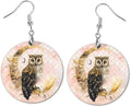 Round Wood Earrings Light Weight Printed Image Dangle Jewelry