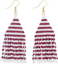 INK+ALLOY Game Day Earrings for Women, Luxe Beaded Fringe Earrings for Football Gameday Outfits, Handmade Jewelry for College Students, Team Gifts, Teachers, Football Moms