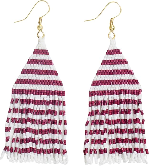 INK+ALLOY Game Day Earrings for Women, Luxe Beaded Fringe Earrings for Football Gameday Outfits, Handmade Jewelry for College Students, Team Gifts, Teachers, Football Moms