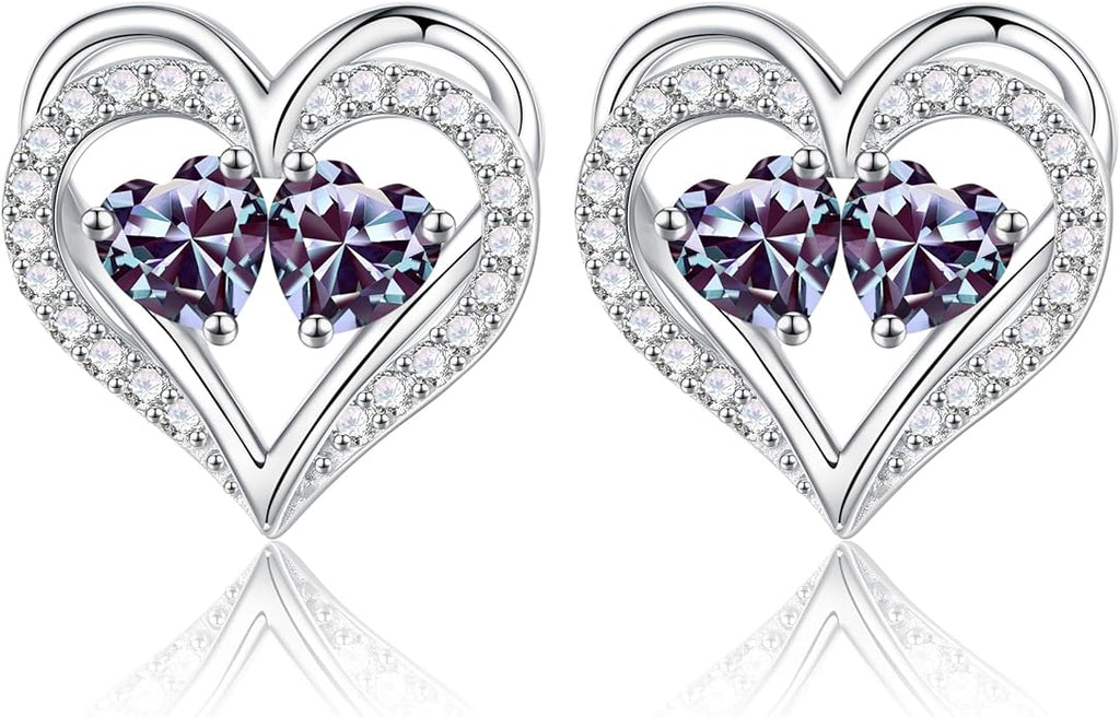Iefil Valentines Day Gifts for Her - 925 Sterling Silver Birthstone Earrings, Anniversary Birthday Gifts for Women Wife Girlfriend Mom